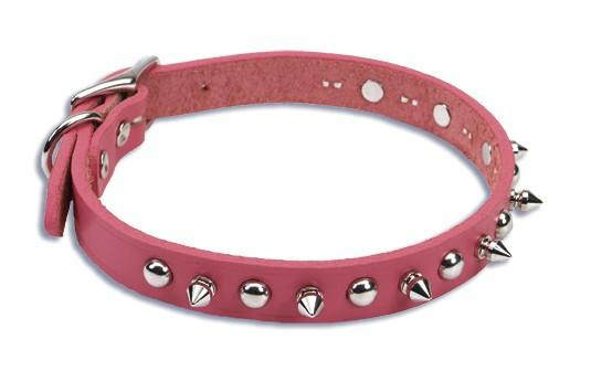 Pink Leather Spiked Dog Collar Pink Pets Everywear Barkyard Pets