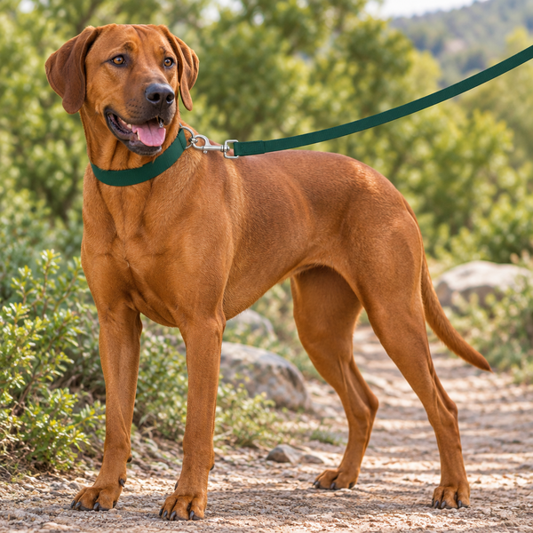Coastal Dog Leads 120cm (4ft) - Single Ply - UNTER GREEN DOG LEAD on a large rust coloured dog