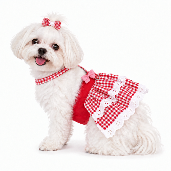 Katelyn Dog Sundress Red Gingham
