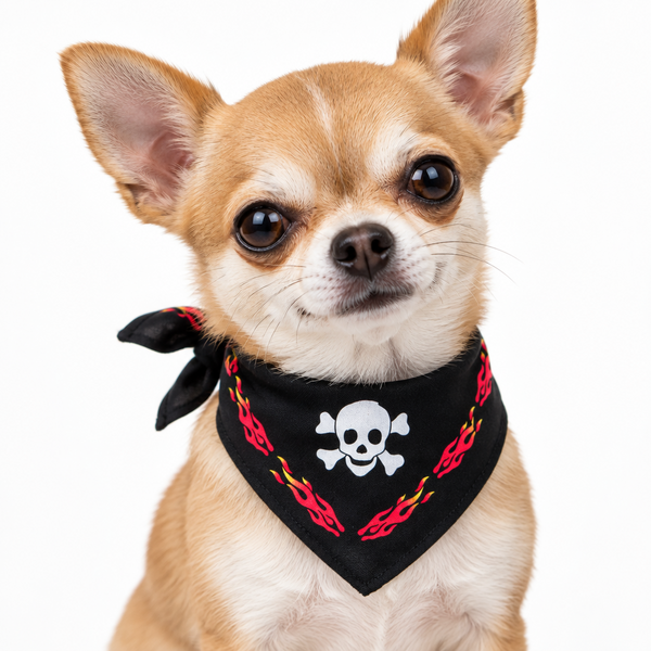 Li_L_Pals_Skull_and_Flames_Bandana on Chihuahua