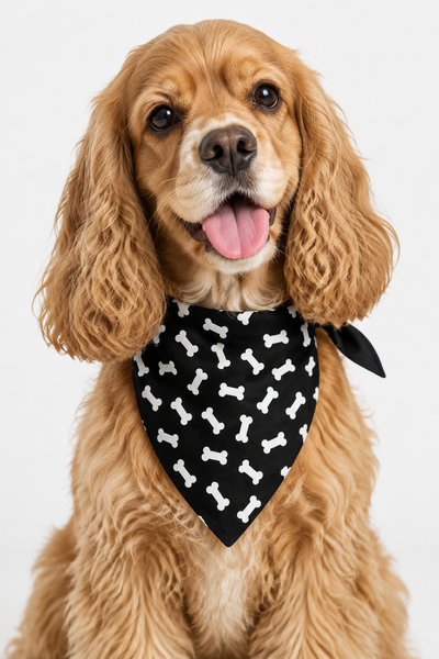 Pet Attire Black Bones Dog Bandanas