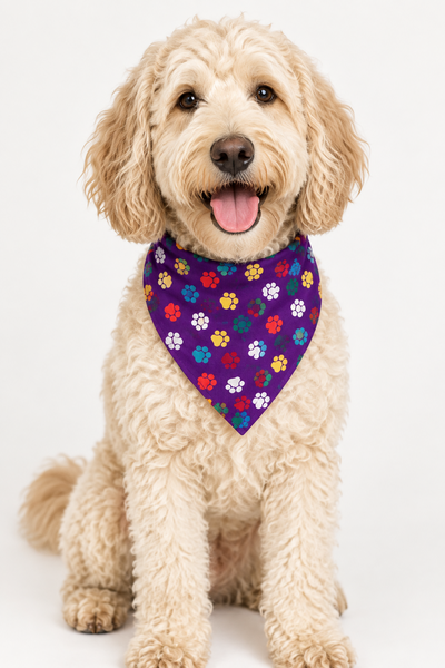 Pet Attire Purple Paws Bandana