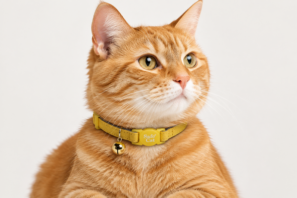 Too! Yellow Suede with Grey Edge and Bell Cat Collar