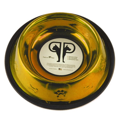 Pretty Cat Bowls  - Platinum Steel - USA Made