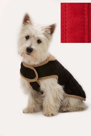 Black Dog Jacket - Quilted Dog Coat with NanoSuede