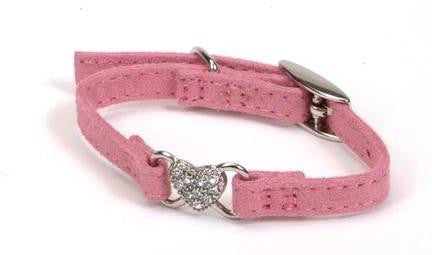 Li'l Pals Suede Heart Pink Jewel Collar - Pets Everywear - Barkyard