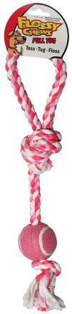 Pink Flossy Chew - Pull Tug with Durable Ball