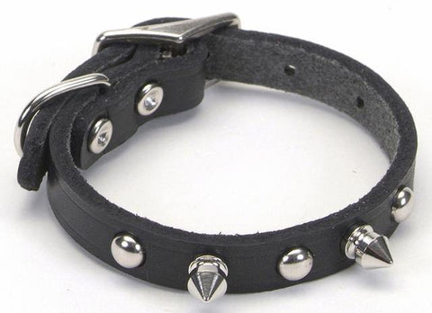 Black Leather Dog Collars with Metal Spike and Dome detailing - Pets Everywear - Barkyard