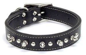 Large Leather Dog Collar Black with Spikes - Pets Everywear - Barkyard