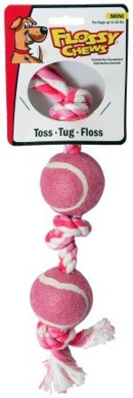 Pink Flossy Chew - 3 Knot/2 Balls Mini - Pets Everywear - Barkyard