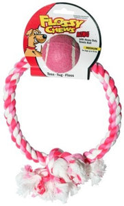 Pink Flossy Chew Dog Tug Toy - 1 Ring/1 Ball - Pets Everywear - Barkyard