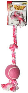 Pink Flossy Chew Dog Tug Toy - 3 Knot with 1 Ball - Pets Everywear - Barkyard