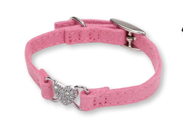 Li'l Pals Suede Heart Pink Jewel Collar - Pets Everywear - Barkyard