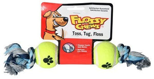 Flossy Chew Dog Toy - Toss, Tug, Play. Rope and Two Balls - Pets Everywear - Barkyard